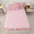 thumbnail image 4 of Erosebridal Poppy Flower Pattern Zipper Queen Comforter Set with Fitted Sheet and 2 Pillowcases,Striped Bow Print Zipper Bedding Set,Light Pink Red,Pink Reversible, 4 of 6