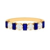 0.75 CT Blue Sapphire Diamond Ring, Baguette Blue Sapphire and Diamond Ring, Semi Eternity Ring, Blue Sapphire and Diamond Ring, 14K Yellow Gold, US 4.00