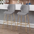 thumbnail image 2 of Duhome Velvet Bar Stool with Back Set of 2, Modern Barstool with Gold Metal Legs, Upholstered Kitchen Bar Chair, Gray, 2 of 8