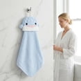 thumbnail image 2 of REGALWOVEN 1 Pack Animal Hanging Hand Towel, Soft Absorbent Quick Dry, Cute Decorative Towel for Kitchen, Bathroom Blue Shark 15" x 8", 2 of 5
