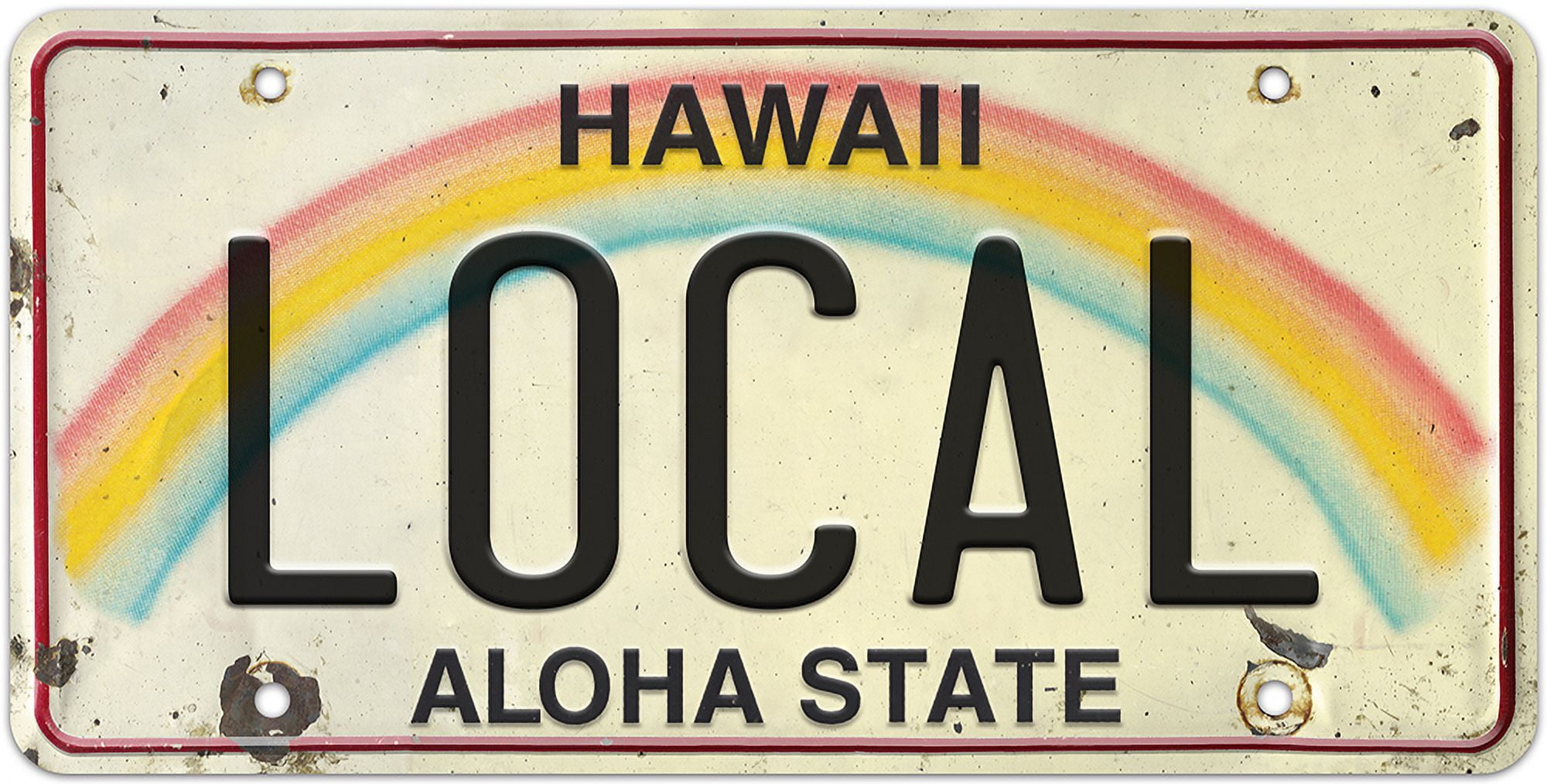 6 x 12in Vintage Hawaiian Embossed License Plate - ALOHA OE