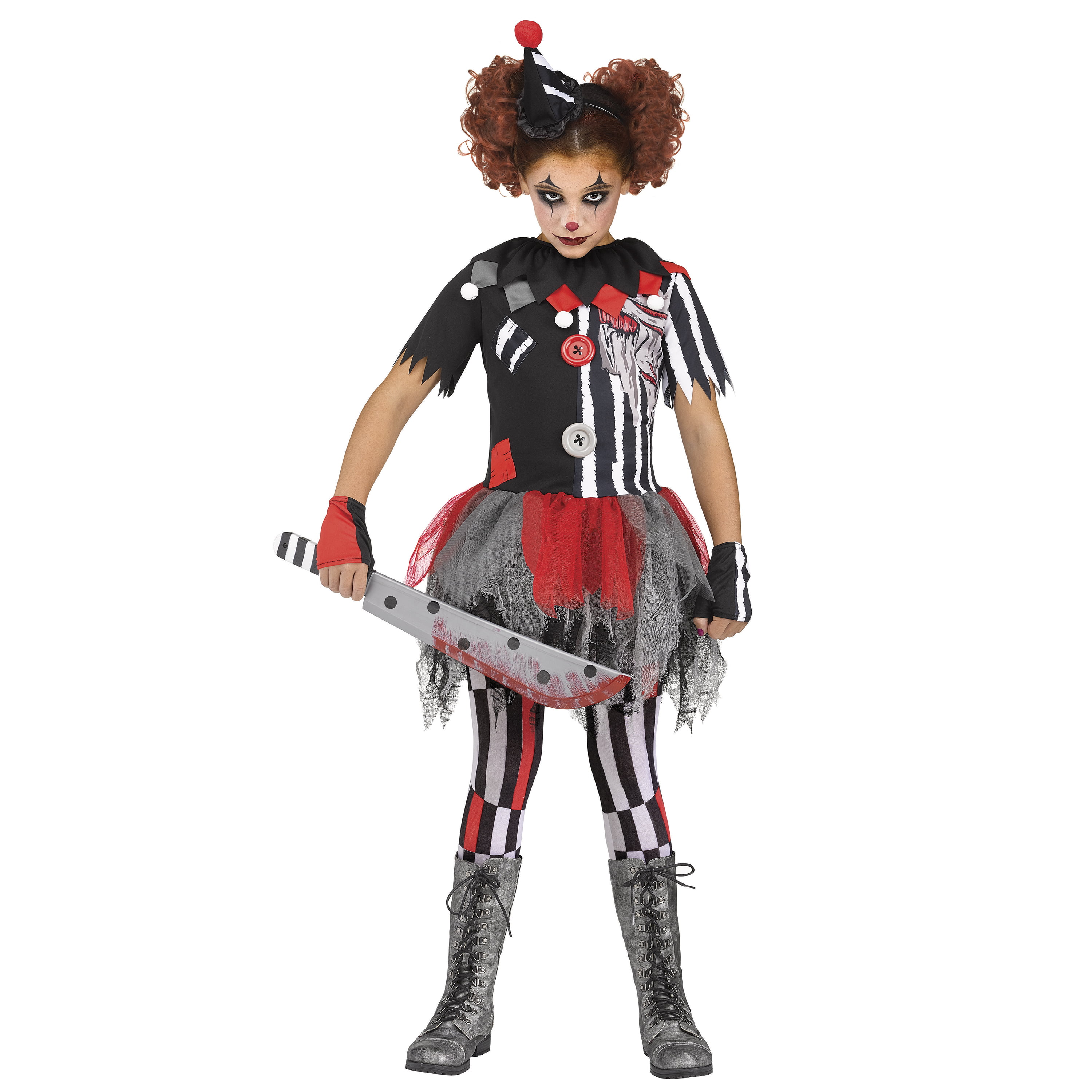 8/10 NEW Girls Funworld Colorful Harlequin Clown Jester 5 Pc Halloween Costume 