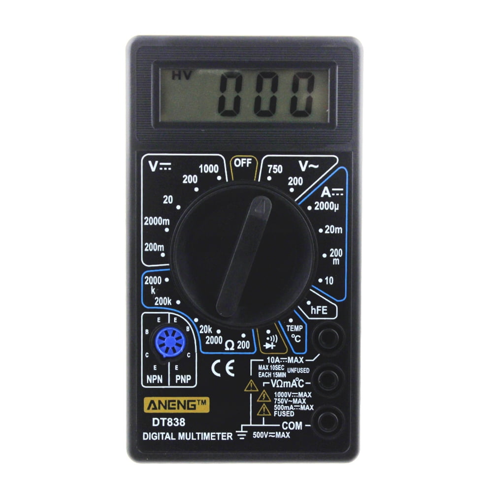 DT-838 LCD Digital Multimeter AC/DC 750/1000V Amp Volt Ohm Tem Tester Black #Z