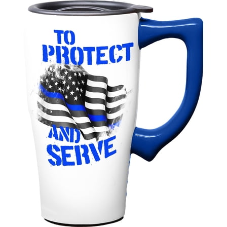POLICE 18 OUNCE CERAMIC TRAVEL MUG