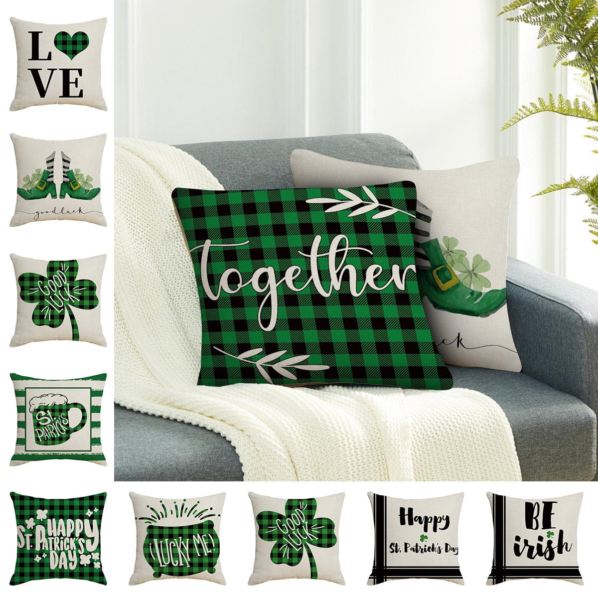 Dream Lifestyle Pillow Covers, Green Print Throw Pillow Covers St. Patrick's Day Throw Pillow