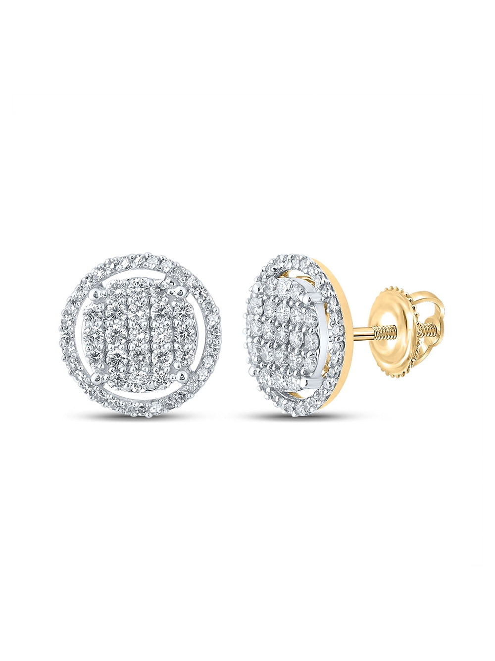 Macey Worldwide Jewelry 10k Yellow Gold Mens Diamond Circle Earrings 3/