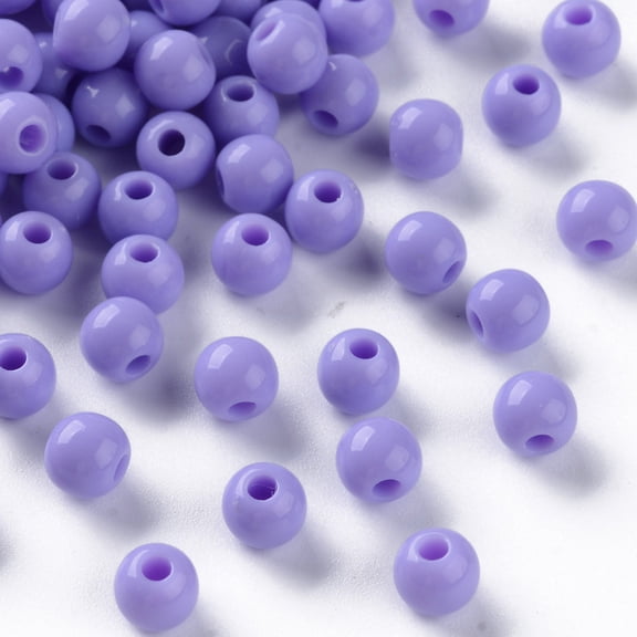 500g Opaque Acrylic Beads Round Medium Purple 6x5mm Hole: 1.8mm 4400pcs/500g