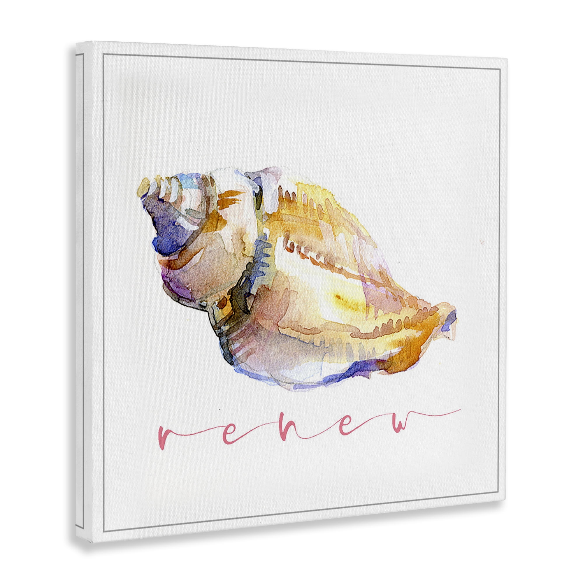 Stupell Industries Conch Shell Renew Nautical & Beach Painting Wrapped Canvas Art Print Wall Art, 24 x 24