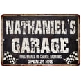 thumbnail image 1 of NATHANIEL'S Garage Black Grunge Sign 8 x 12 Matte Finish Metal 108120005494, 1 of 1