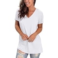 thumbnail image 2 of Mifater Women Summer Tops V-Neck T-Shirts Loose Short Sleeve Tops Tunic Blouse White Tees, 2 of 4