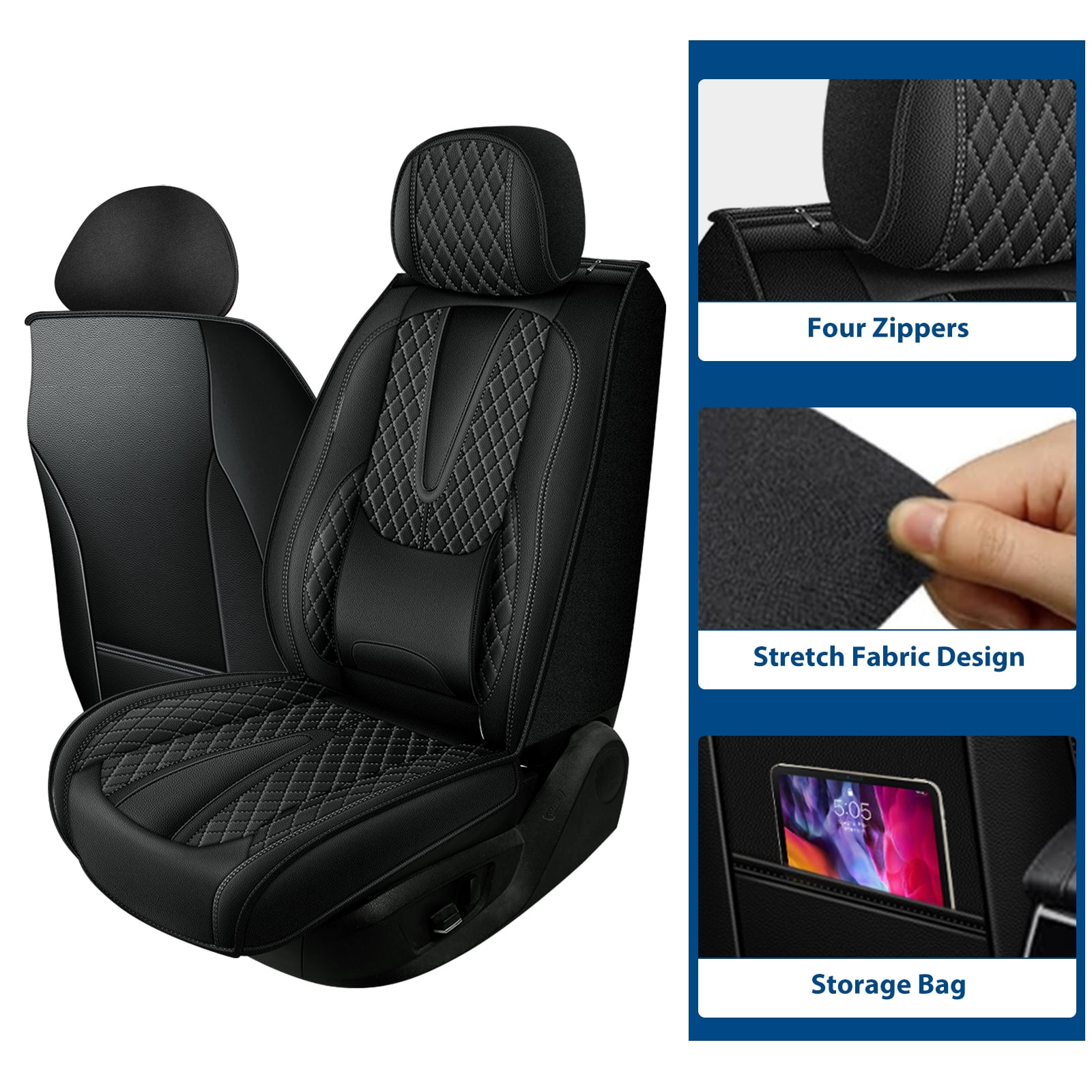 HQBQBUG Car Seat Cover Front Seats Only Fit for Chevrolet/Chevy Camaro 2000-2025 Leather Seat Cover Cushion Compatible Airbag,Automotive Luxury Interior Black,Front Seat