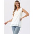 thumbnail image 4 of DARING DIVA Women's Chiffon V Neck Double Layer Flowy Tunic Shirts L White, 4 of 8