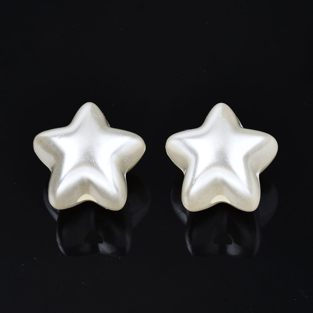 500gs Plastic Imitation Pearl Beads Star Creamy White 16x17x15mm Hole: 3mm about 270pcs/500g