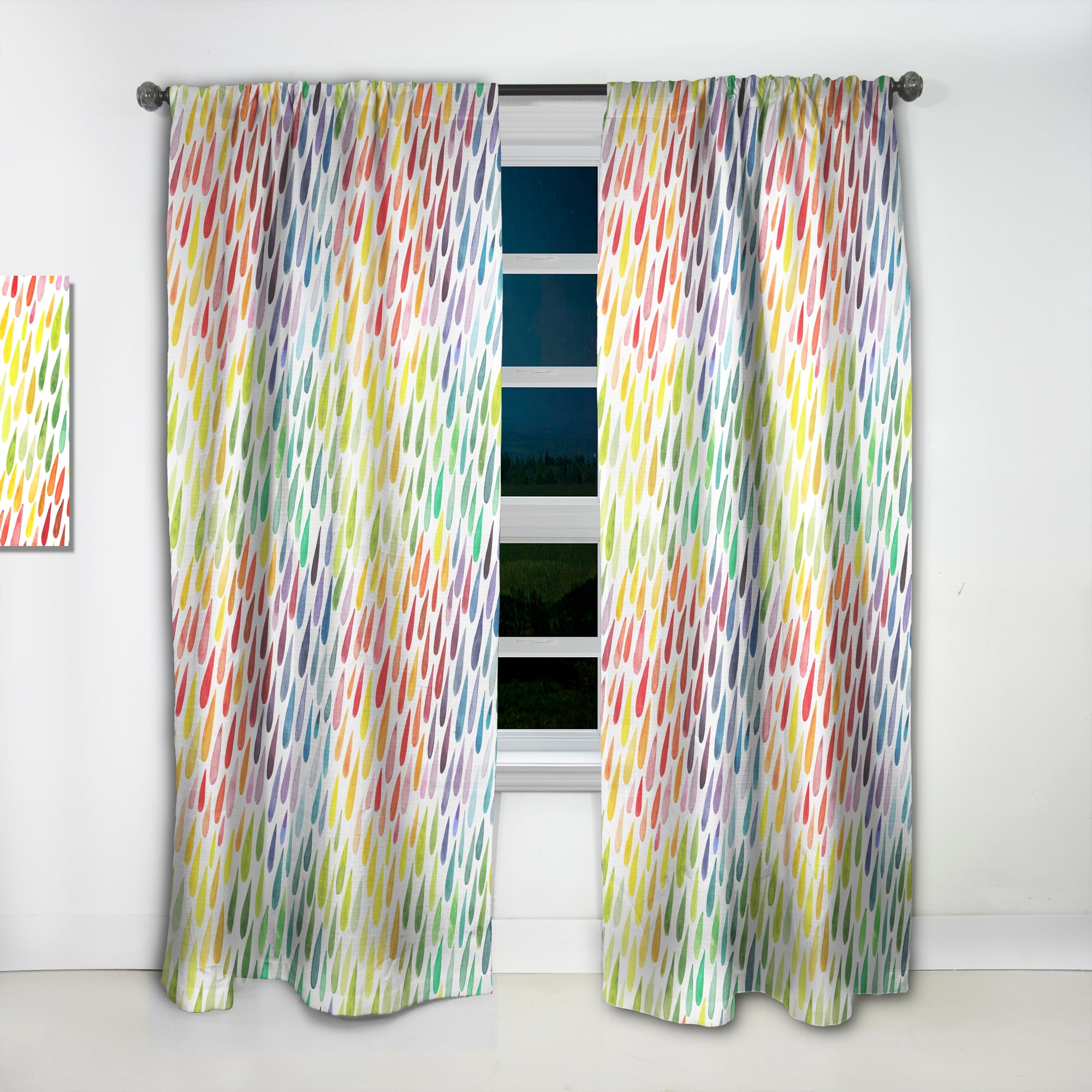 Designart 'Collection Of Watercolor Drops Paint Splash ' Modern & Contemporary Curtain Panel