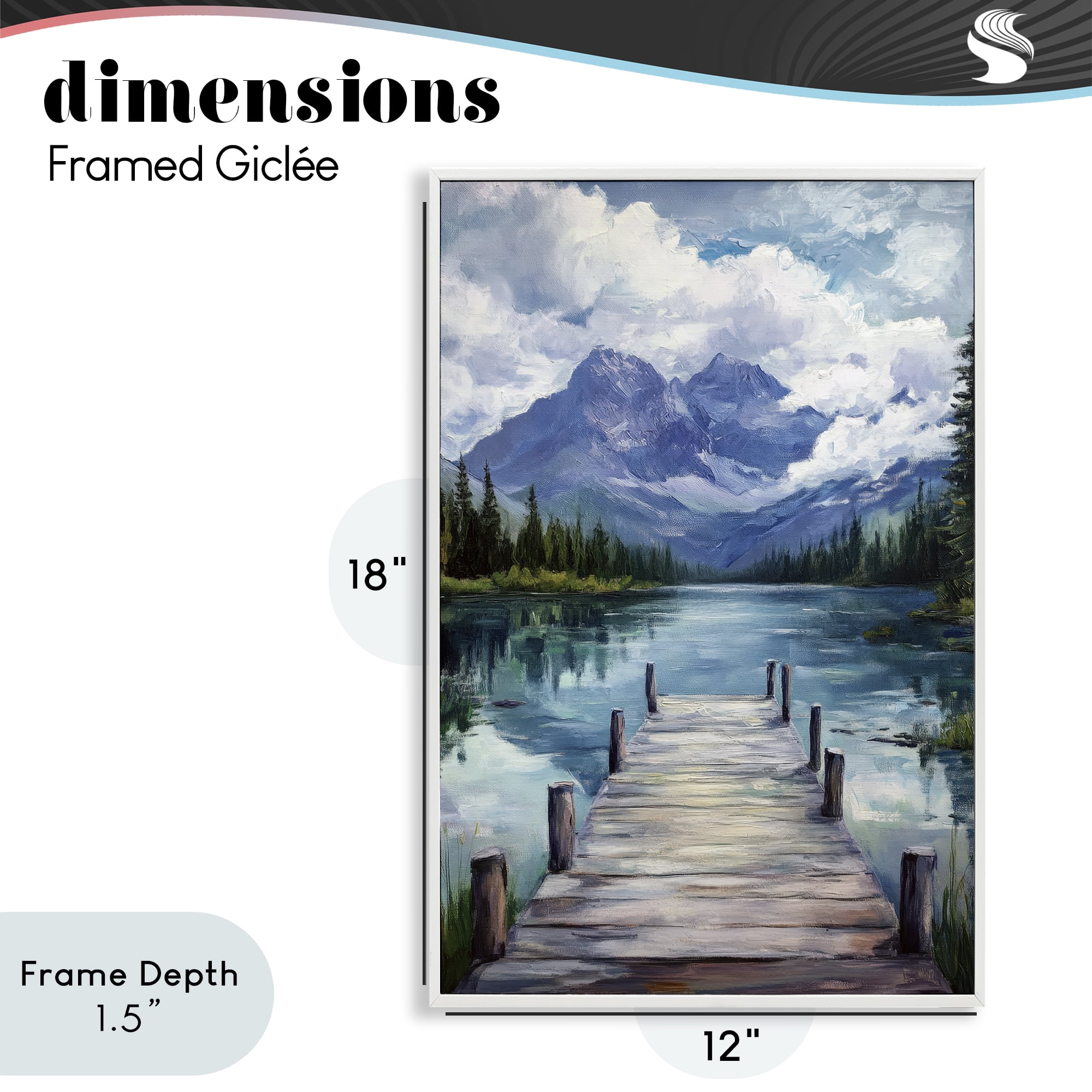 Stupell Industries Weathered Dock on Mountain Lake White Framed Giclee Art, design by Petal Prints Design