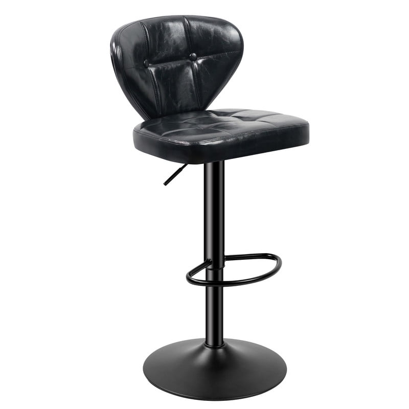Daluvenix Bar Stools with Back Sets of 2 ,Modern Barstools Adjustable Faux Leather Upholstered Swivel Bar Stools, Counter Height Bar Chairs with Back for Kitchen Island, Black