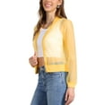 thumbnail image 4 of INSPIRE CHIC Women's Long Sleeves Zip Up See Through Lightweight Bomber Jacket XS Yellow, 4 of 5