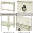 thumbnail image 2 of EUROCO Console Table Sofa Table with Three Projecting Storage Drawers, Long Bottom Shelf, Solid Wood Funiture for Entryway, Antique White, 2 of 8