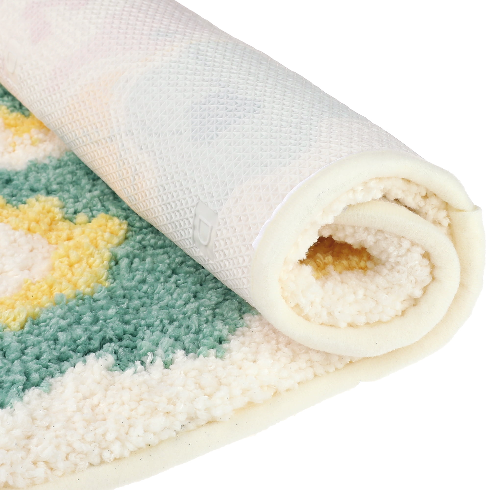 Unique Bargains 2 Pcs Non-Slip Quick Dry Bath Rugs Flower-1 20" x 32"/16" x 24"