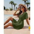 thumbnail image 3 of Bathing Suit Cover Ups for Women Elegant Solid Color V-Neck Swimsuit Cover Up Wrap Waist Beach Swimwear Coverup Shermie, 3 of 6