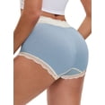 thumbnail image 2 of DARING DIVA Women's High Waisted Lace Trim Briefs Full Coverage Panties L Dark Blue, 2 of 6