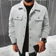 thumbnail image 1 of pstuiky camisas de manga larga para hombre, Chaqueta de trabajo informal de manga larga con botones y bolsillos dobles para hombre, color liso, a la moda top de hombre m, 1 of 7