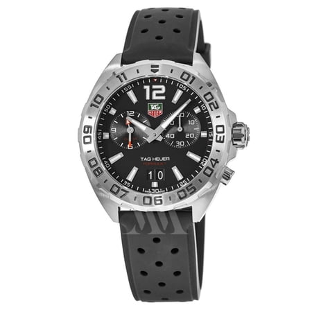 Tag Heuer Formula 1 Quartz Alarm Black Dial Rubber Strap Men's Watch WAZ111A.FT8023