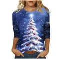 thumbnail image 2 of Elvqul Blouses for Women 3/4 Sleeve Shirts Christmas Dressy Loose Cute Navy Womens Tops Crewneck, 2 of 5