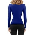thumbnail image 4 of Womens Long Sleeve Shirts Basic Compression Going Out Crop Tops Fall Fashion Y2K Clothes 2025 Blue M, 4 of 5