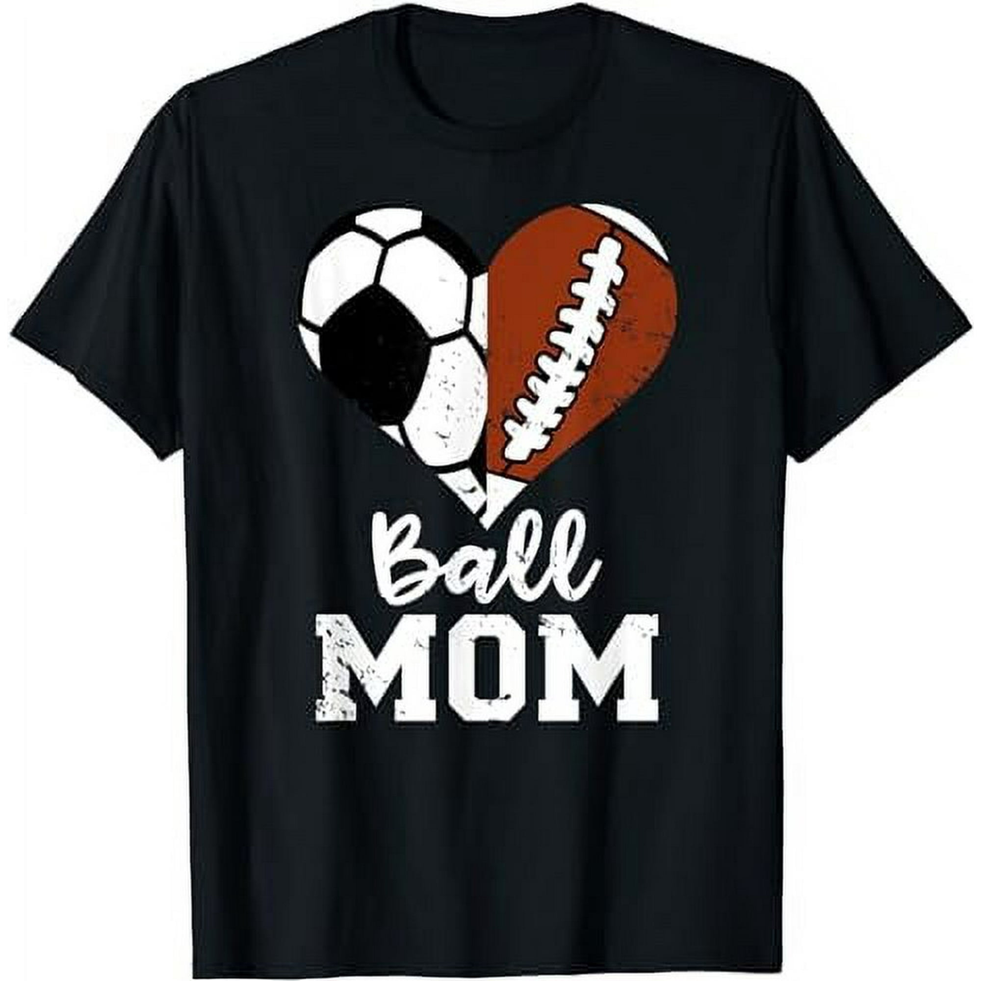Funny Soccer Football Heart Ball Mom Women Short Sleeve Graphic T-Shirt