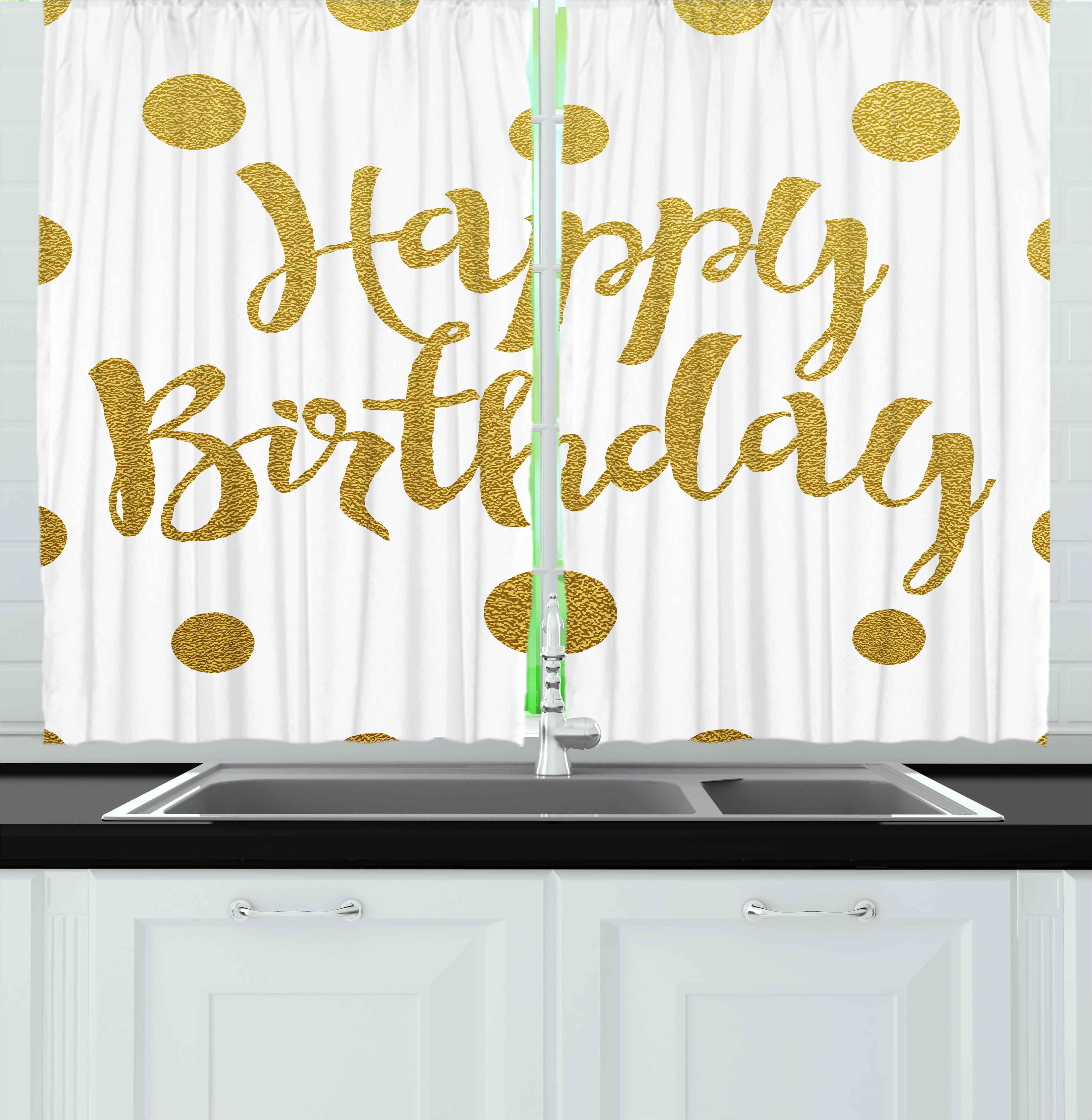 Birthday Curtains 2 Panels Set Hand Writing Calligraphy