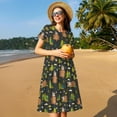 thumbnail image 4 of Salouo Funny Sloths In The Forest for Women's Short Sleeve Summer Dress, Pleated Loose Swing Knee Length Dresses with Pockets, 4 of 6