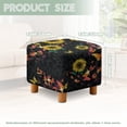 thumbnail image 3 of SCRAWLGOD Sunflower Butterfly Leopard Print Ottoman Cover Square, Stretch Ottoman Slipcover Square Removable Soft Storage Ottomans Foot Rest Cover with Elastic Bottom, 3 of 7