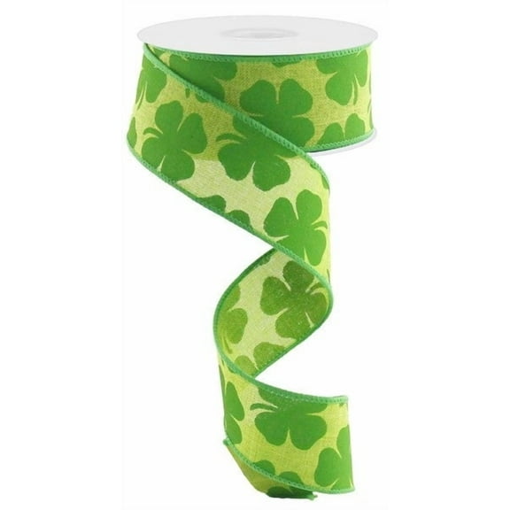 Shamrock Canvas Wired Edge Ribbon - 10 Yards (Fresh Green. Kelly Green, 1.5")