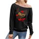 thumbnail image 1 of Tops cómodos con estampado navideño de manga larga con un hombro para mujer Fridja  FKASFK3539, 1 of 4