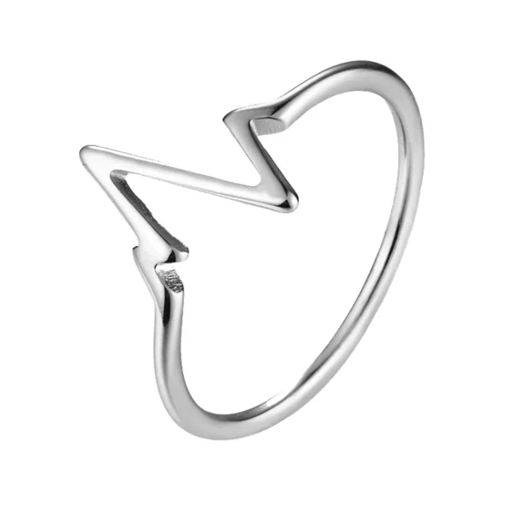 PAMTIER ECG Heartbeat Ring for Women Stainless Steel Band with Electrocardiogram Line Design Minimalist Personalized Jewelry Silver Size 8