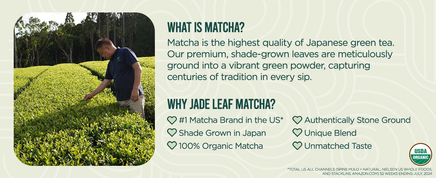 Jade Leaf Organic Ceremonial Grade Matcha Powder, Teahouse Edition, 1.06 oz Tin