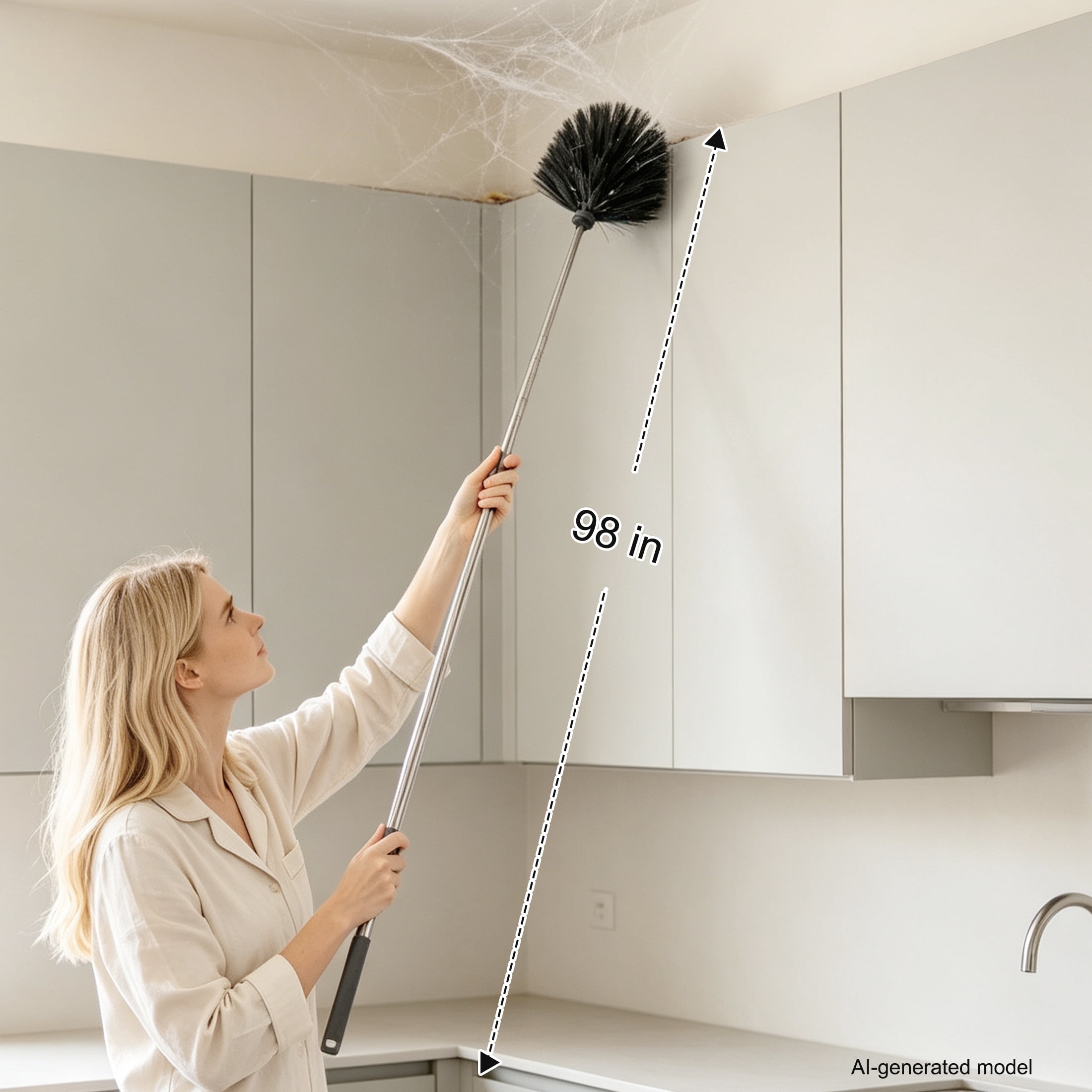 GARITIN Dusters for Cleaning, Extendable Microfiber Duster Kit with 98 Inch Extension Pole, Bendable Ceiling Fan Duster for High Ceiling, Blinds & Cobweb