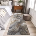 thumbnail image 4 of Marble Washable Area Rug 2x6 Abstract Fluid Art Grey Brown Marble Texture Modern Low-Profile Area Rugs with Non Slip Backing Indoor Floor Carpet for Entrance Living Room Bedroom Home Office, 4 of 9