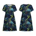 thumbnail image 3 of Bixox Robe d'Été à Manches Courtes pour Femmes Robe Ample Longueur Genou avec Poches-Dinosaure Dessin Animé, 3 of 7
