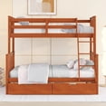 thumbnail image 2 of Tcbosik Twin over Full Size Wood Bunk Bed with 2 Drawers for Bedroom, Walnut, 2 of 10