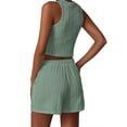 thumbnail image 3 of Diconna Ensemble de Shorts pour Femmes, Débardeur Sans Manches à Col Rond avec Shorts Unis Tenue d'Été pour Quotidien Fête, 3 of 4