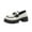 White, variant on Xfvqtps Ladys Loafer Shoes Thick Bottom Platform Round Toe Simplicity Metal Decoration Soft Sole Grace Leather Shoes Heel High 3CM Black