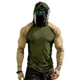 thumbnail image 3 of Trgacdwlo S-4XL Color Block Men's Hooded UPF 50+ Sun Protection Shirts Raglan Long Sleeve Thumb Hole Men Rash Guard with Mask Mens Fishing Shirt, 3 of 10