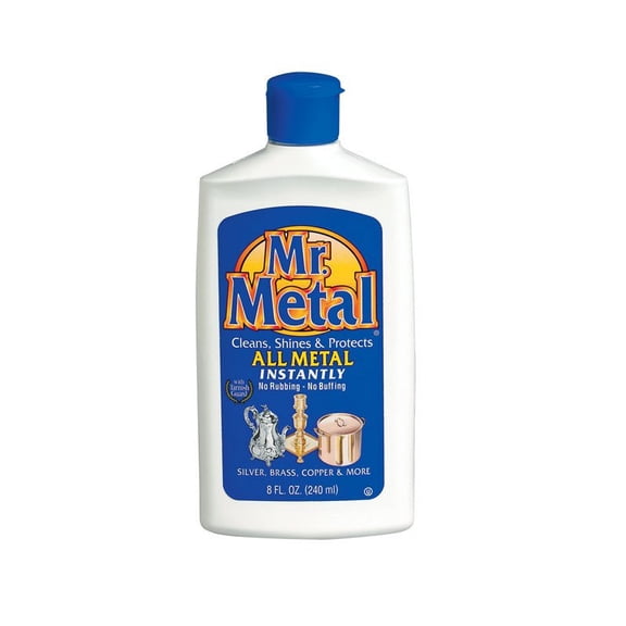 Mr. Metal Metal Polish Liquid - Non-Abrasive Cleaner for Silver, Brass, Stainless Steel, Chrome, Tarnish, 8 oz