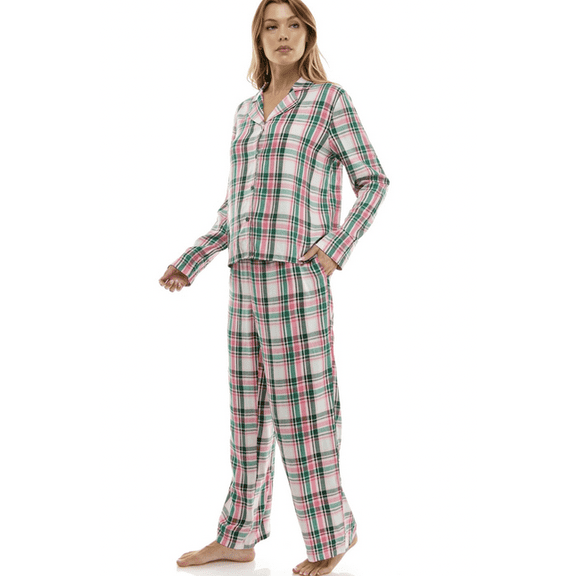 Roudelain Women's 2-Piece Plaid Top and Pants Set - Dark Green