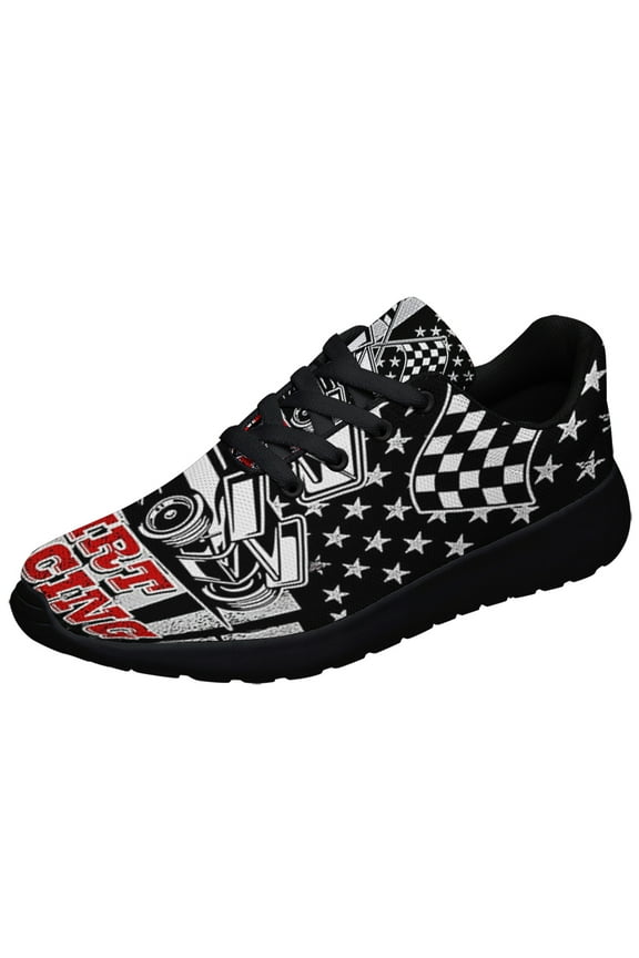 Dirt Racing Sprint Car American flag Shoes Sneakers Black Size 8
