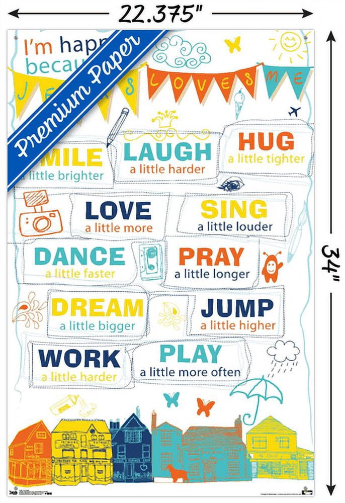 I'm Happy Wall Poster with Push Pins, 22.375" x 34"