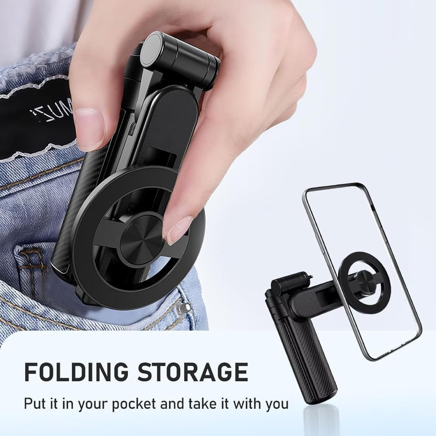 4-in-1 Multifunctional 360° Rotation Magnetic Selfie Stick, 360° Rotation Phone Tripod with Wireless Remote, Portable Extendable Mag Tripod, Phone Stand for Video Recording or Vlogging