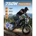 thumbnail image 3 of 750W 28Mph Electric Bike, 48V 25Ah 80Miles,20" Fat Tire Mountain Bike for Adults,Disc Brakes cTUVus Certified,Class 3, 3 of 8